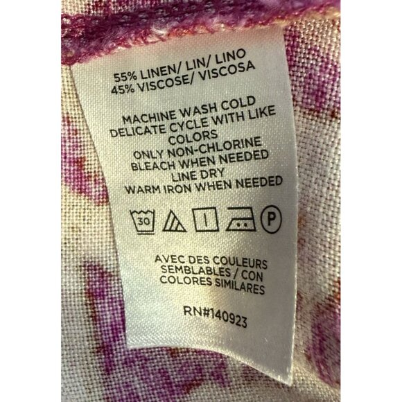 Loft Womens Lily Wide Leg Pants M Linen Blend Purple & Pink Floral Breezy EUC - Picture 6 of 6